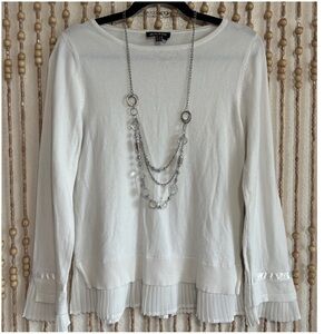 Marble Y2K Pleated White Preppy Coquette Cottage Long Sleeve Casual Fit Sweater